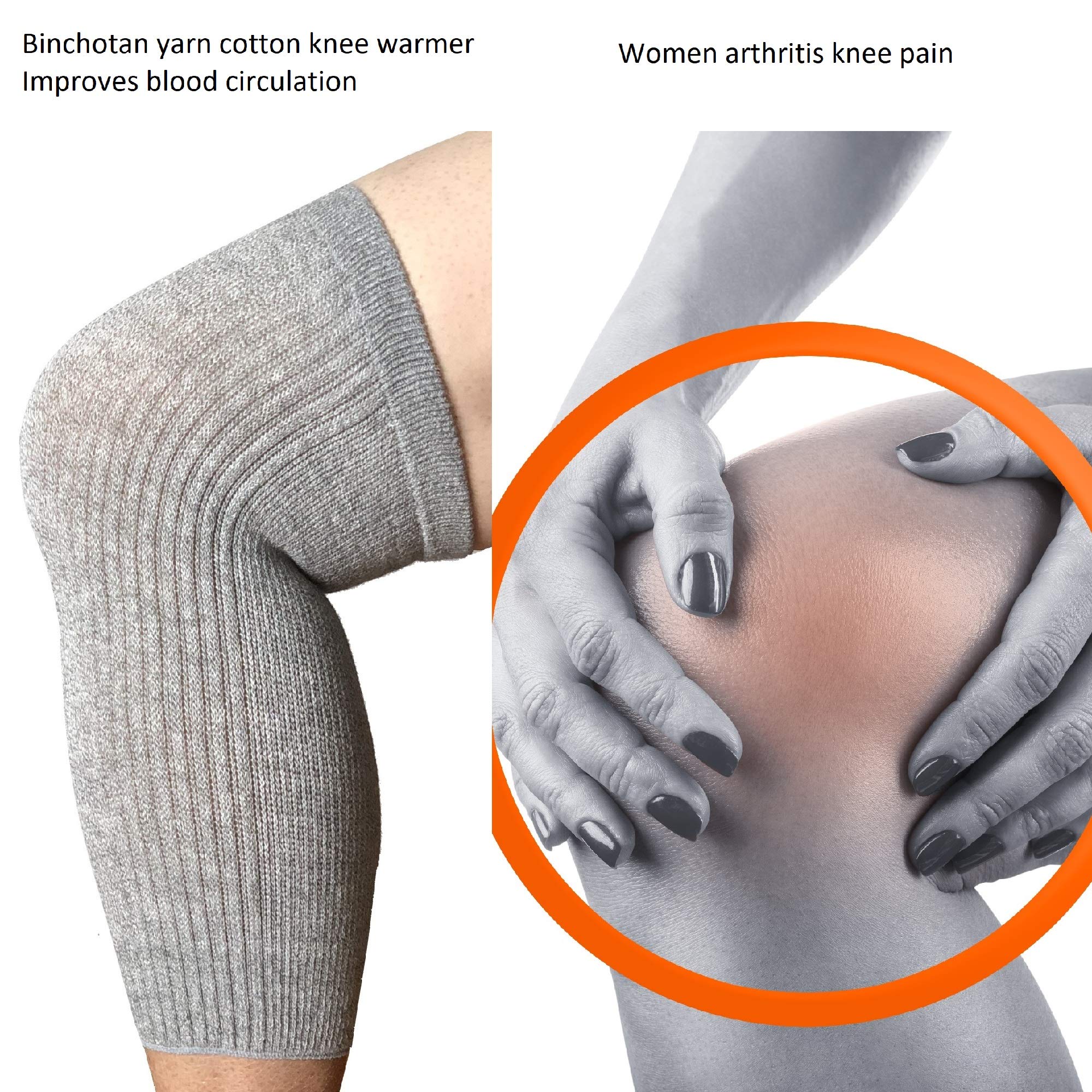 SENIOR ICARE Elastic Cotton Knee Warmers, Knee Sleeves for Men and Women - Circulation Support and Joint Pain Relief, Arthritis Aid, One Pair, Made in Japan