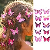 HEREAD Butterfly Hair Clips Pink Butterfly Hair Accessories Butterflies Hair Barrettes for Women and Girls (Pack of 10) (Pink)
