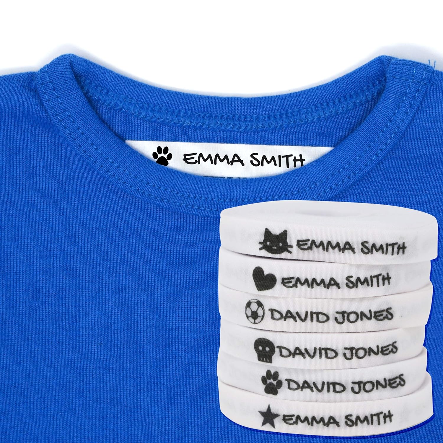 100 Personalised Iron-on Fabric Labels to Mark Your Clothes with Icons. Gentle with Your Kids ...