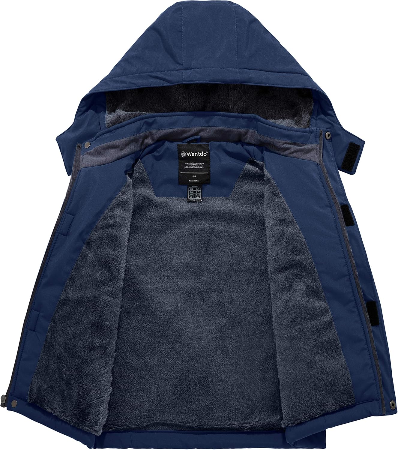 Wantdo Boy's Waterproof Ski Jacket Mountain Fleece Snow Coat Thicken Winter Coats Hooded Raincoats: Clothing