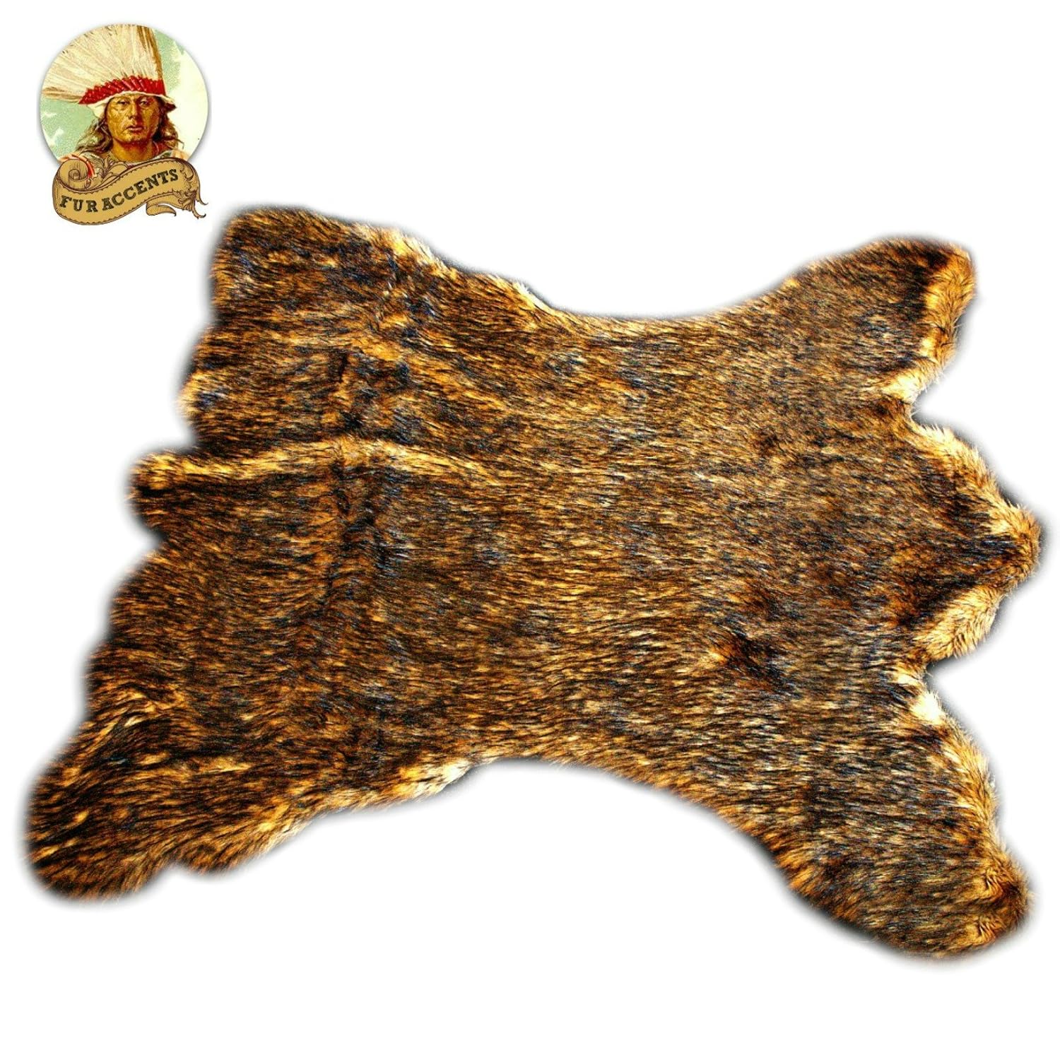 Golden Brown Alaskan Kodiak Bear Skin Rug Throw Rug