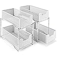 2 Pack - Simple Trending Stackable 2-Tier Under Sink Cabinet Organizer with Sliding Storage Drawer, White