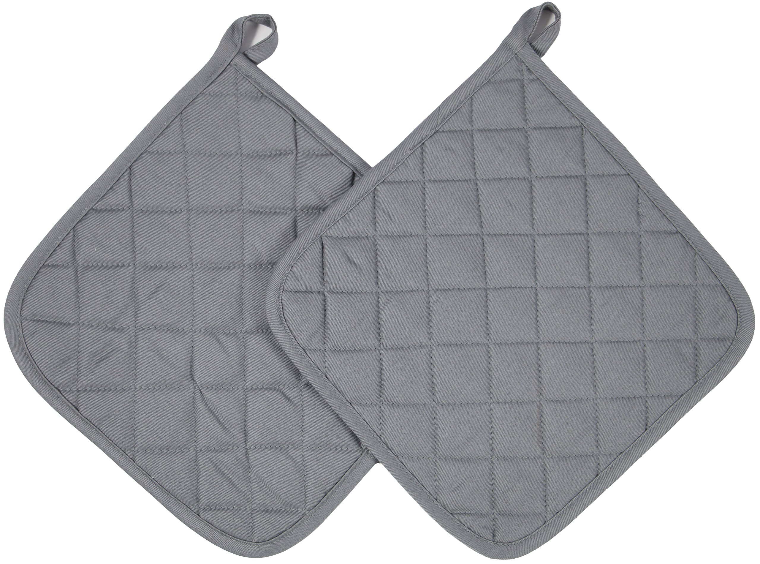 ZOLLNER set of 2 potholders, cotton, 24x24 cm, grey (others available)