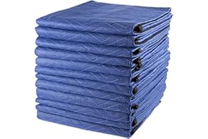 Stalwart Moving Blankets - Set of 12 Dual-Layer Padded Blankets - 80x73-Inch Oversized Quilts for Storage, Shipping, and Sound Deadening (Blue)
