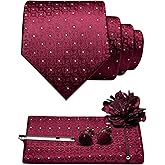 JEMYGINS Mens Tie and Lapel Pin Necktie Pocket Square Cufflinks and Tie Clip Sets for Business Casual 5PCS