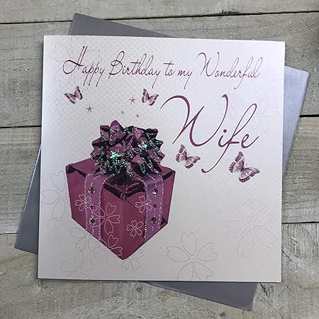 White Cotton Cards Xlwb1 Biglietto Per Auguri Di Compleanno Moglie Fatto A Mano Con Scritta Happy Birthday To My Wonderful Wife Misura L Colore Rosa Amazon It Casa E Cucina