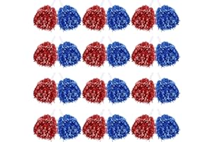 VAIPI 60 Pcs Cheerleading Pom Poms Bulk Cheer Pom Poms Sets Metallic Foil Fun Spirited Cheer Pom Poms with Plastic Handles, Cheerleader Pompoms for Kids Adults Sports Match Cheering Squad
