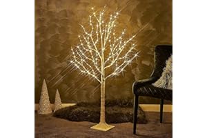 OKSTENCK 5FT LED Lighted Birch Tree for Home Inside Outdoor Christmas Decorations Wedding Party Gift, Warm White