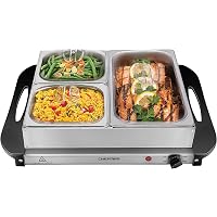 Chefman Electric Buffet Server + Warming Tray w/Adjustable Temperature & 3 Chafing Dishes, Hot Plate Perfect for Holidays, Catering, Parties, Events & Home Dinners, 14