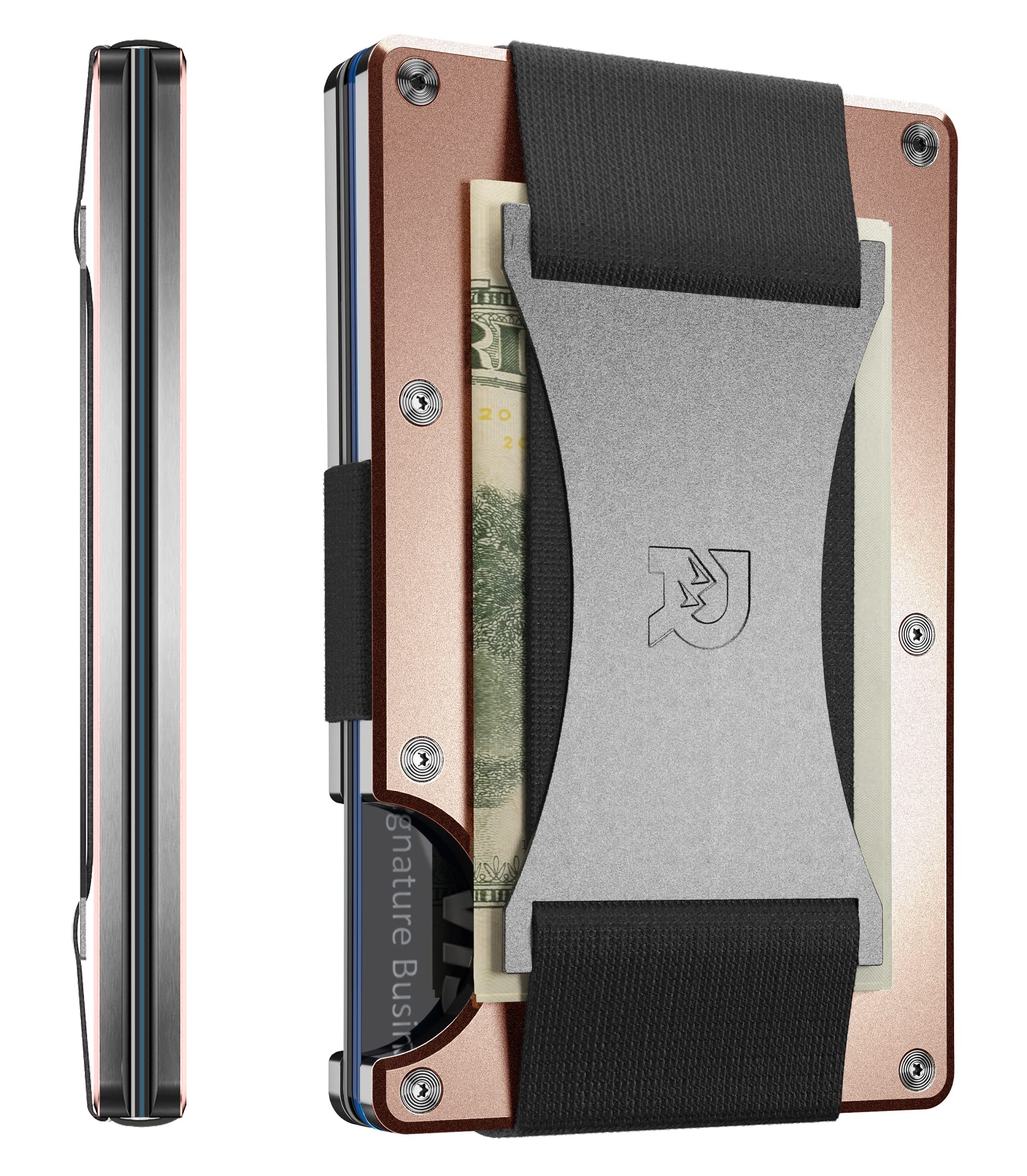 Ridge Wallet for Men - Slim Minimalist Compact Wallet, RFID Protected Front Pocket Wallets for Men, Integrated Cash Strap Card Holder (Rose Quartz) โ image 1