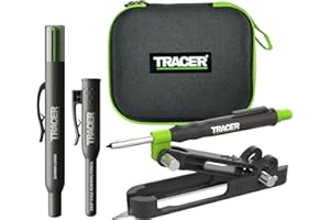 Tracer ProScribe Tool with Deep Hole Pencil, 6X Replacement Lead Holster and Carry Case (Multi-Function Scribe Tool)