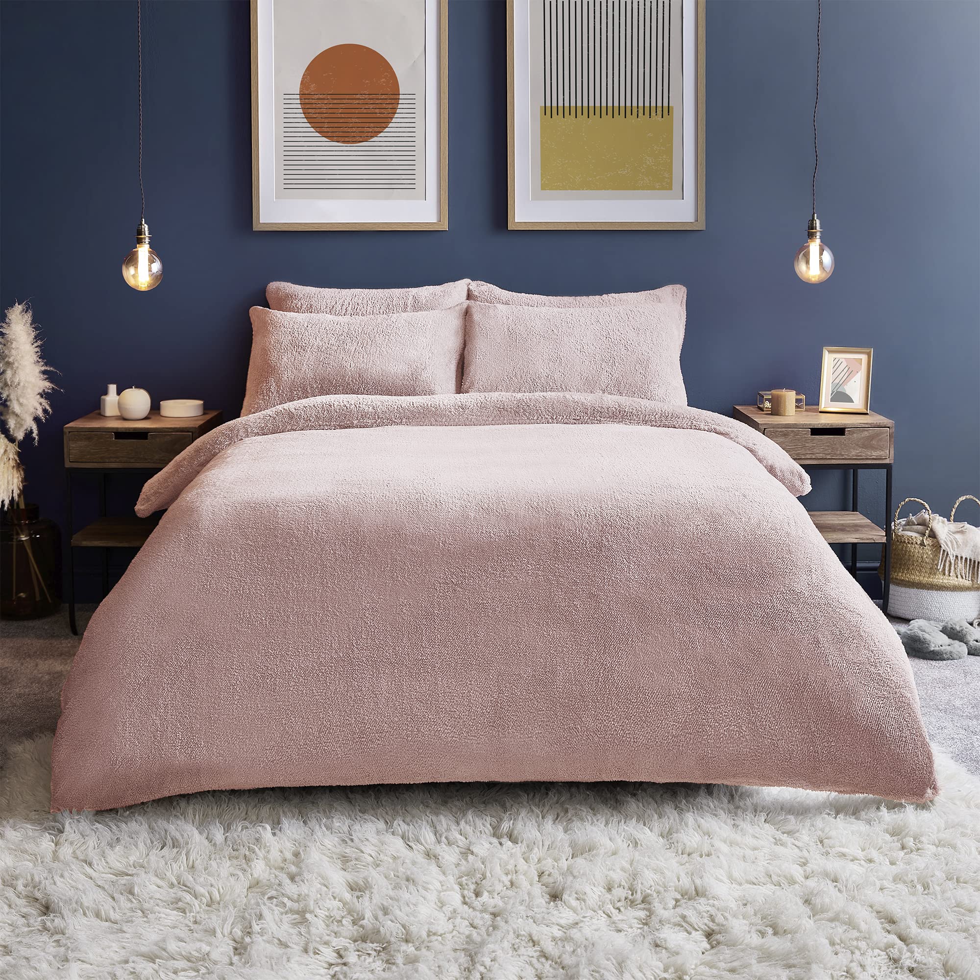 Silentnight Teddy Fleece Duvet Set – Teddy Bear Bedding Fluffy Fleece Duvet Cover and Pillowcase Set Warm Cosy and Super Soft – King Size – 220x230cm – Blush Pink — image 1