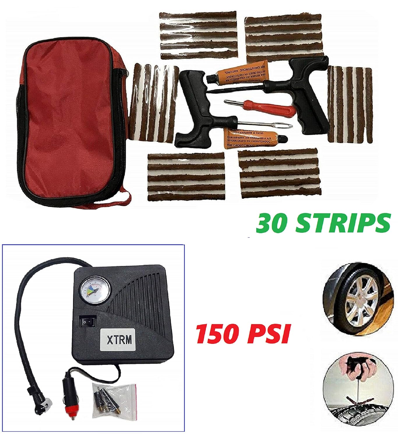 XTRM TUBELESS TYRE PUNCTURE REPAIR KIT Motorbike Motorcycle Car Van