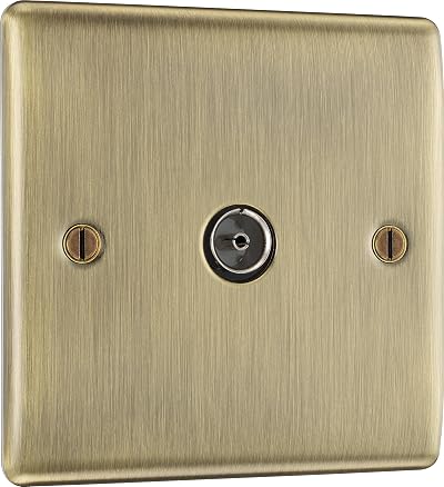 BG Electrical Single Co-Axial Socket Antique Brass Nexus Metal Range
