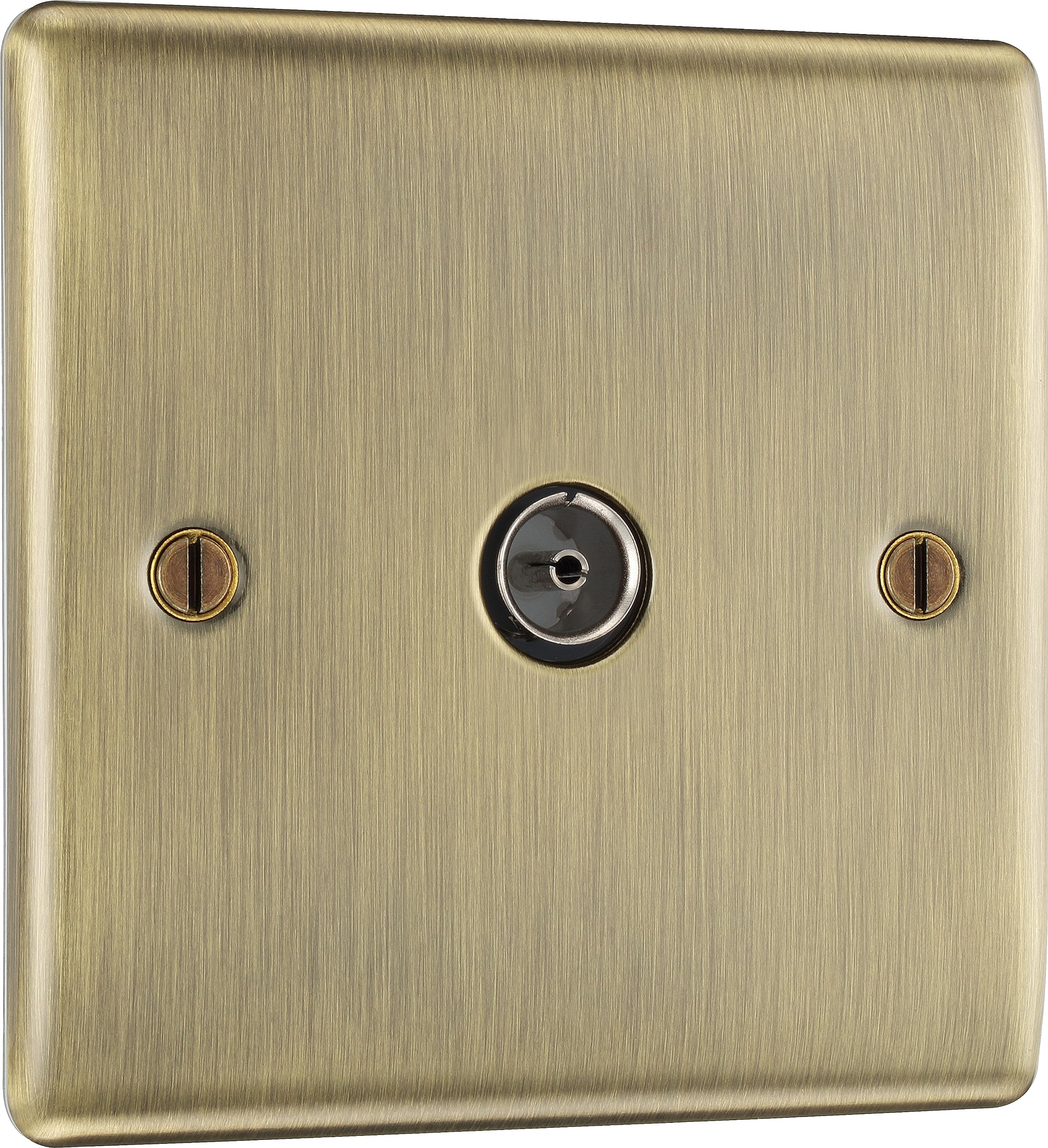 BG Electrical Single Socket For TV or FM Co-Axial Aerial Connection, Antique Brass — image 1