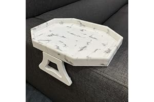 XCHOUXER Marble Printed Sofa Arm Clip Table, Armrest Tray Table, Drinks/Remote Control/Snacks Holder (Octagon) …