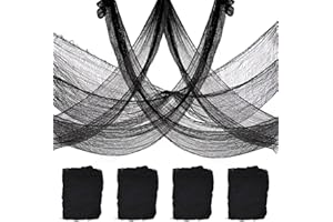 KIJAMILEE 4-Pack Spooky Black Halloween Gauze - 30x120 Inch, Scary Cloth for Haunted House, Outdoor Patio, Garden, Indoor Wall Windows, Halloween Decorations
