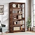 Tribesigns 6-Tier Bookcase, 70.8" Vintage Tall Bookcase,5-Shelf Mid-Century Display Rack Storage Shelves for Home Office, Living Room, Bedroom