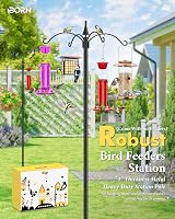 iBorn Bird Feeder Hanging Station 87Inch Heavy Duty Pole with 4 Hooks view 2