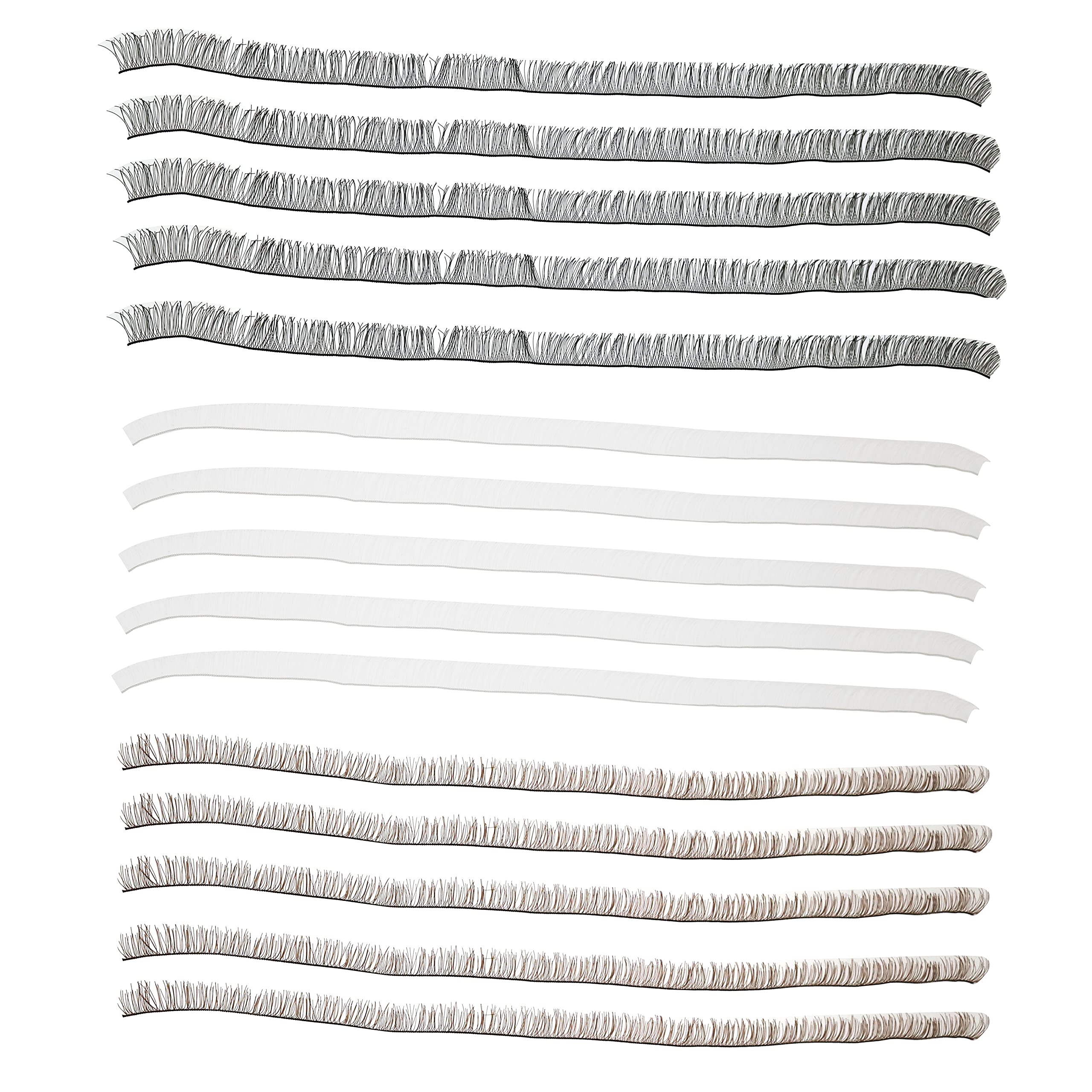 15pcs Doll Eyelashes Strips 20cm Length 8mm Width Fake Eye Lashes Baby Dolls Accessories 3 Colors (Brown, Black, White) 5pcs Each Color