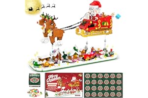 FLYART Advent Calendar 2023 Toy Building Sets - Santa Claus, Christmas Countdown 24 Boxes 1278 PCS Building Blocks with Lights, Christmas Decorations Christmas Gifts Stocking Stuffers for Adults Teens Kids