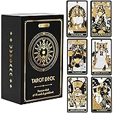 Wyspell Classic Tarot Cards with Guide Book - 78 Gold Tarot Cards for Beginners Tarot Cards Set - Black Tarot Decks with Guid