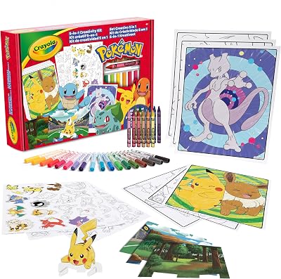 CRAYOLA - Conjunto Criativo Pokémon 5 em 1, com Páginas para Colorir, Marcadores, Lápis de Cor, Autocolantes, 60 peças, Presente para rapazes e raparigas, a partir dos 4 anos - 04-2924