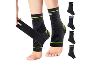 Rakiie Ankle Brace for Sprained Ankle 1 Pair, High Elasticity Ankle Support for Women Men, Compression Socks for Plantar Fasciitis Relief, Foot Sleeves for Achilles Tendonitis Pain Relief, Green S