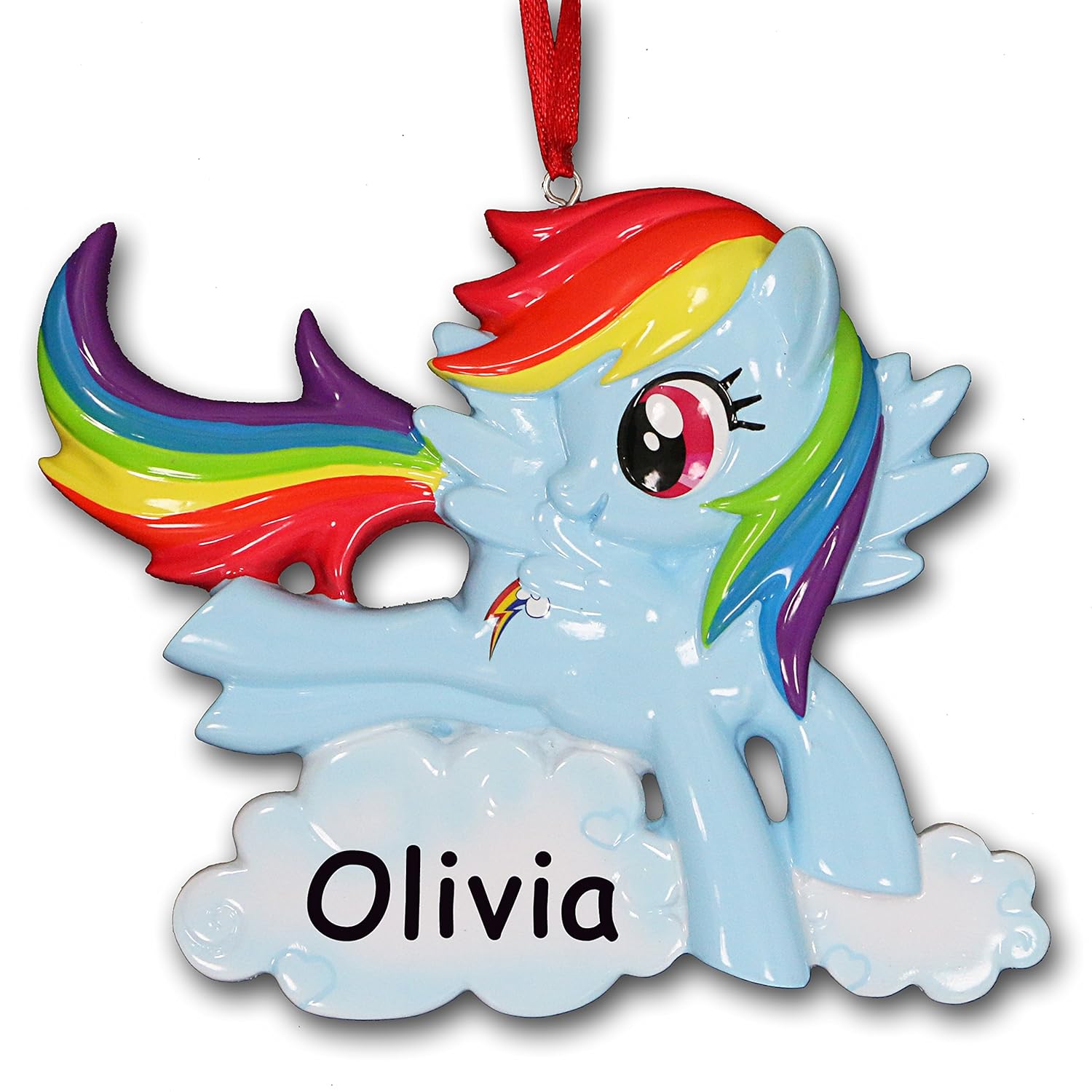 Personalized Officially Licensed My Little Pony Rainbow Dash TV Series Character Hanging Christmas Ornament with Your Custom Name