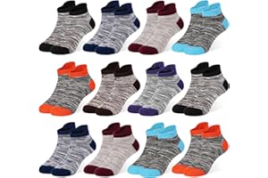 Boys Socks Kids Ankle Cotton Athletic Low Cut Half Cushioned Socks Heel Tab 1-14 Years, 12 Pairs