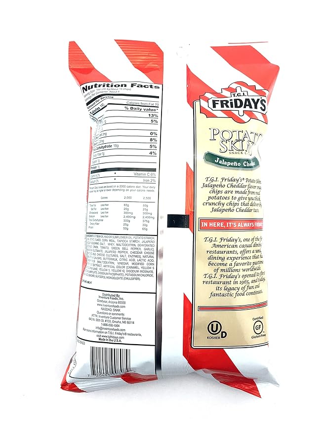 Amazon Com T G I Friday Potato Skins Snack Chips Jalapeno Cheddar 4 5 Ounces Pack Of 3