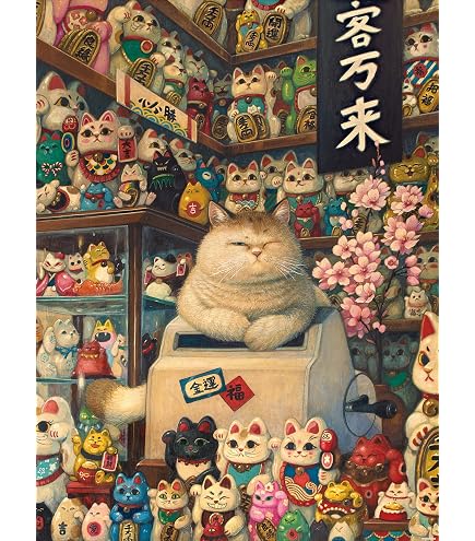Pintoo Jigsaw PuzzlesUMRT 900 Piece For Adults - Keyto - Cat Ice Cream Shop Beautiful Plastic Puzzle Home Decor Zero Dust Easy Storage H3876