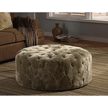 Amazon Com Moss Green Velvet 36 Inch Round Upholstered Ottoman