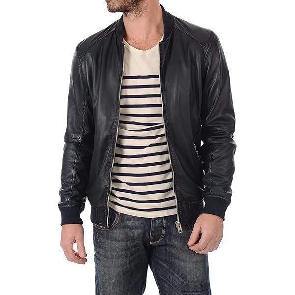 Men Leather Jacket Biker Motorcycle Coat Slim Fit Outwear