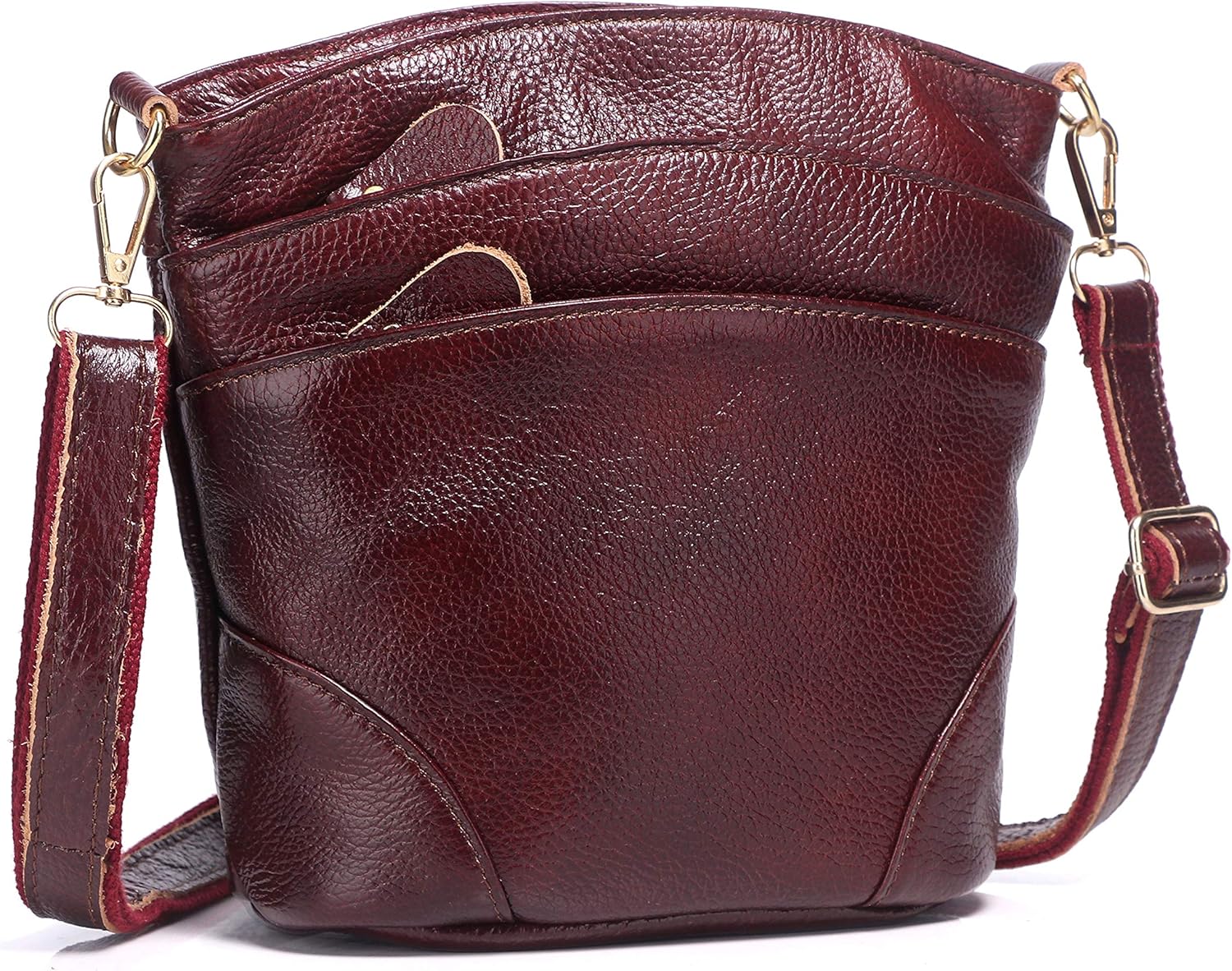 Triple Zip Pocket Medium Crossbody Bag, Travel Shoulder Purses and Soft