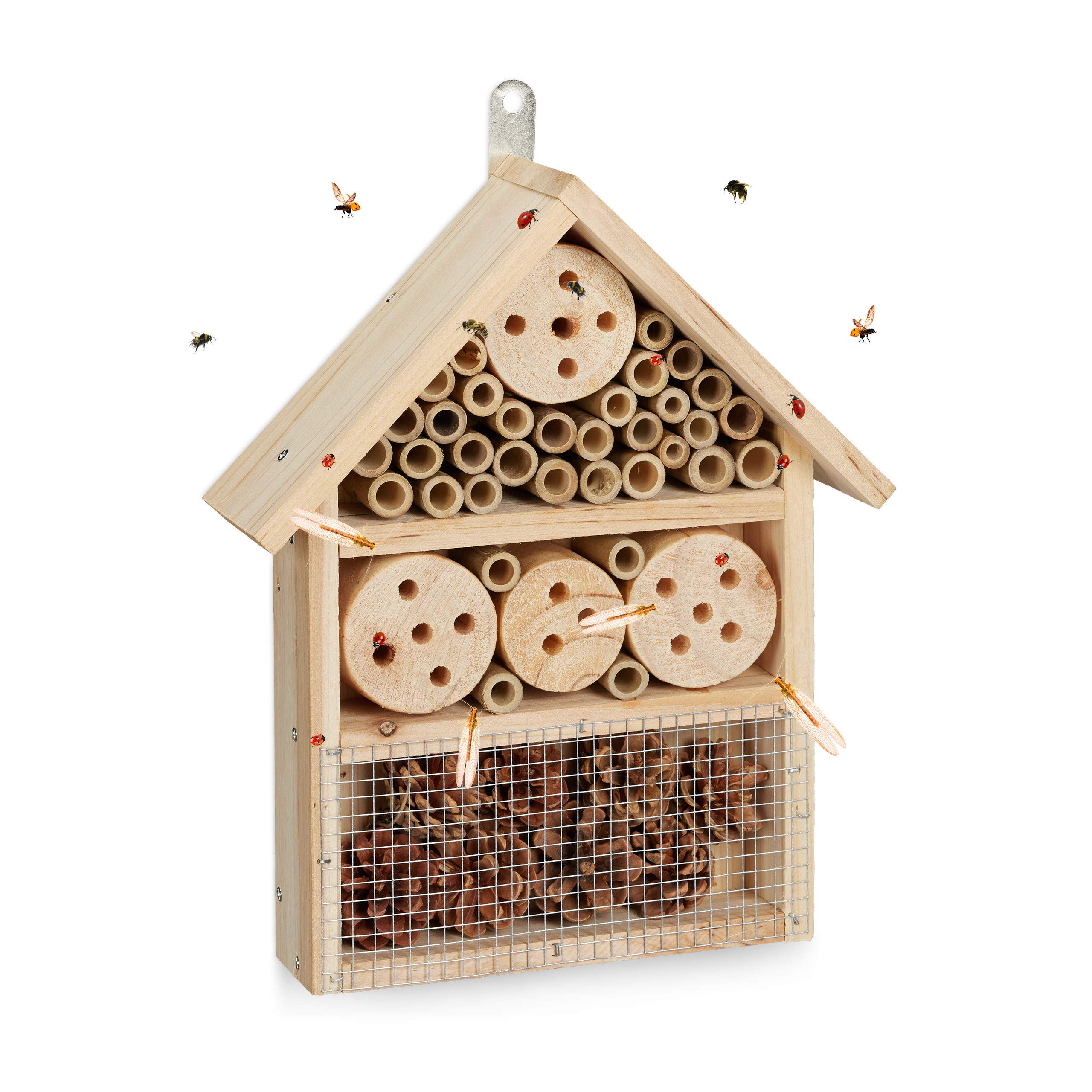 Relaxdays Insect Hotel Assembly Kit, Shelter For Bugs, Bees & Lacewings, Build Your Own, 33 x 24.5 x 7 cm, Natural
