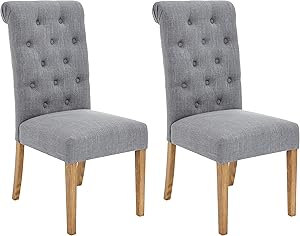 Red Hook Serena Solid-Wood Tufted Upholstered Armless Dining Chair - Set of 2, Cosmopolitan Grey