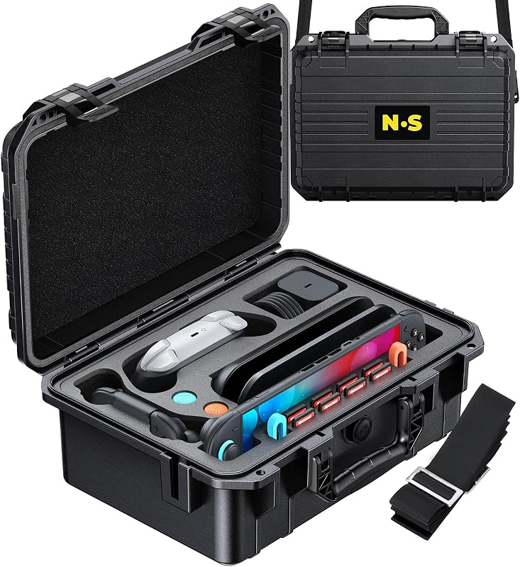 Capa ultra rígida para consola e comando Nintendo Switch 2/Switch 1/OLED, estojo de transporte tudo-em-um, armazenamento seguro para viagens para comando profissional e mais acessórios para a Switch