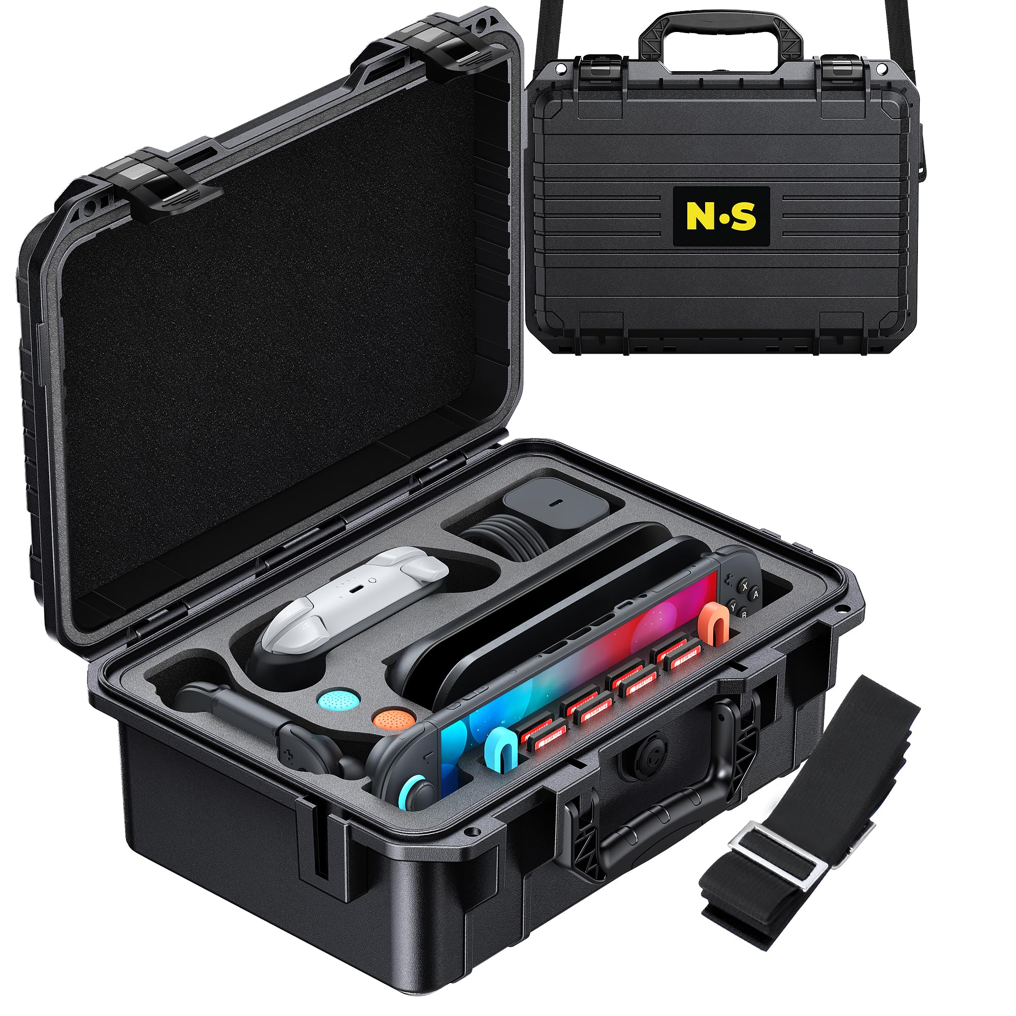 Upgrade Hard Carrying Case for Nintendo Switch 2/Switch 1 Console, FYOUNG Professional Deluxe IP67 Waterproof Bag, All in one Large Capacity Travel Case for Pro Controller&Accessories