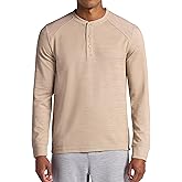 Gaiam Mens Cozy & Cool Henley Shirt, Standard Fit, Stretch Midweight Micro Waffle Jacquard Material