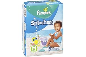 Pampers Splashers Swim Diapers Disposable Swim Pants, Medium (20-33 lb), 18 Count (Pack of 2)