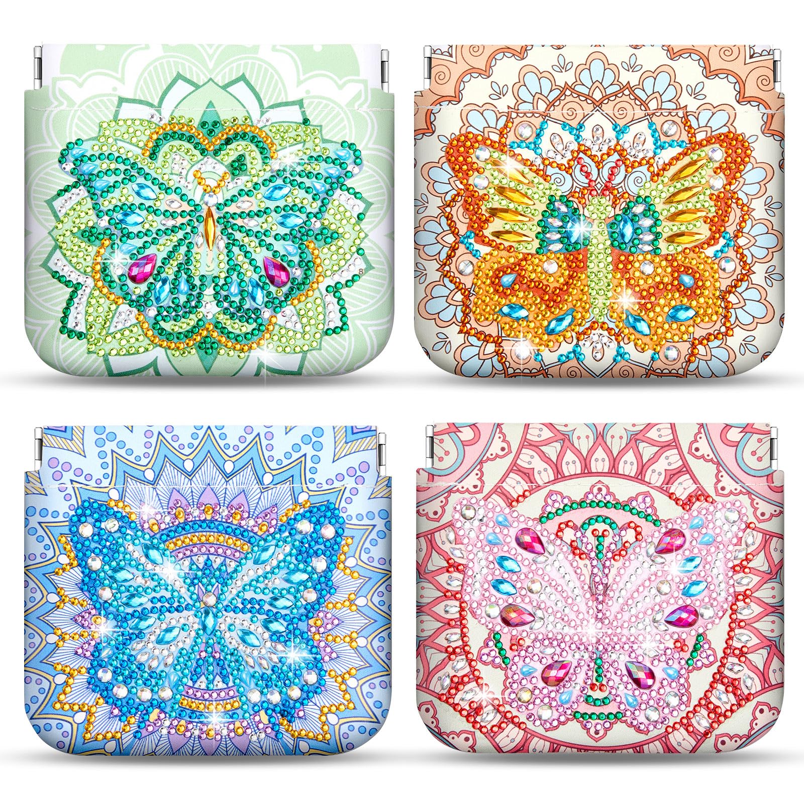 Photo 1 of (USED/FAIR) Hsei 4 Pcs Diamond Painting Coin Purse Pouch Leather DIY Rhinestone Paint Handmade Clutch Change Holder Change Purse Diamond Painting Bags for Adults Women Craft Makeup (Mandala, Butterfly)
