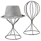 MyGift Brown Metal Wire Hat Holder Stand, Wig