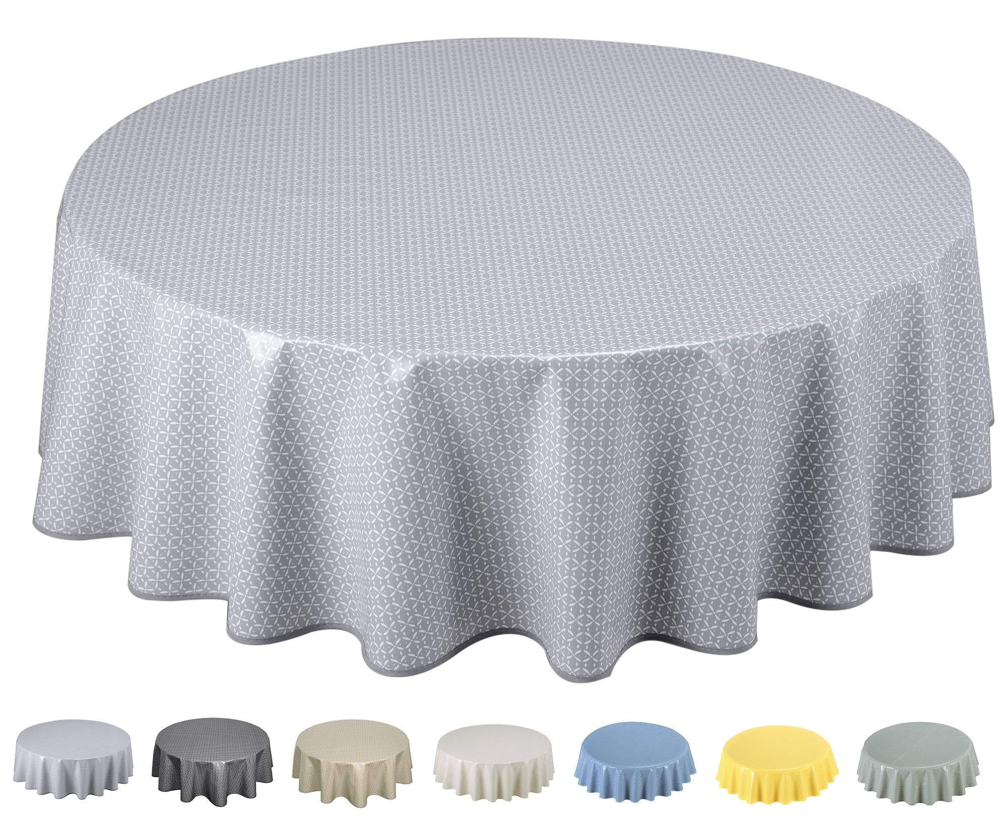 Home Direct Round Oilcloth PVC Wipe Clean Tablecloth 140cm 55" Light Grey