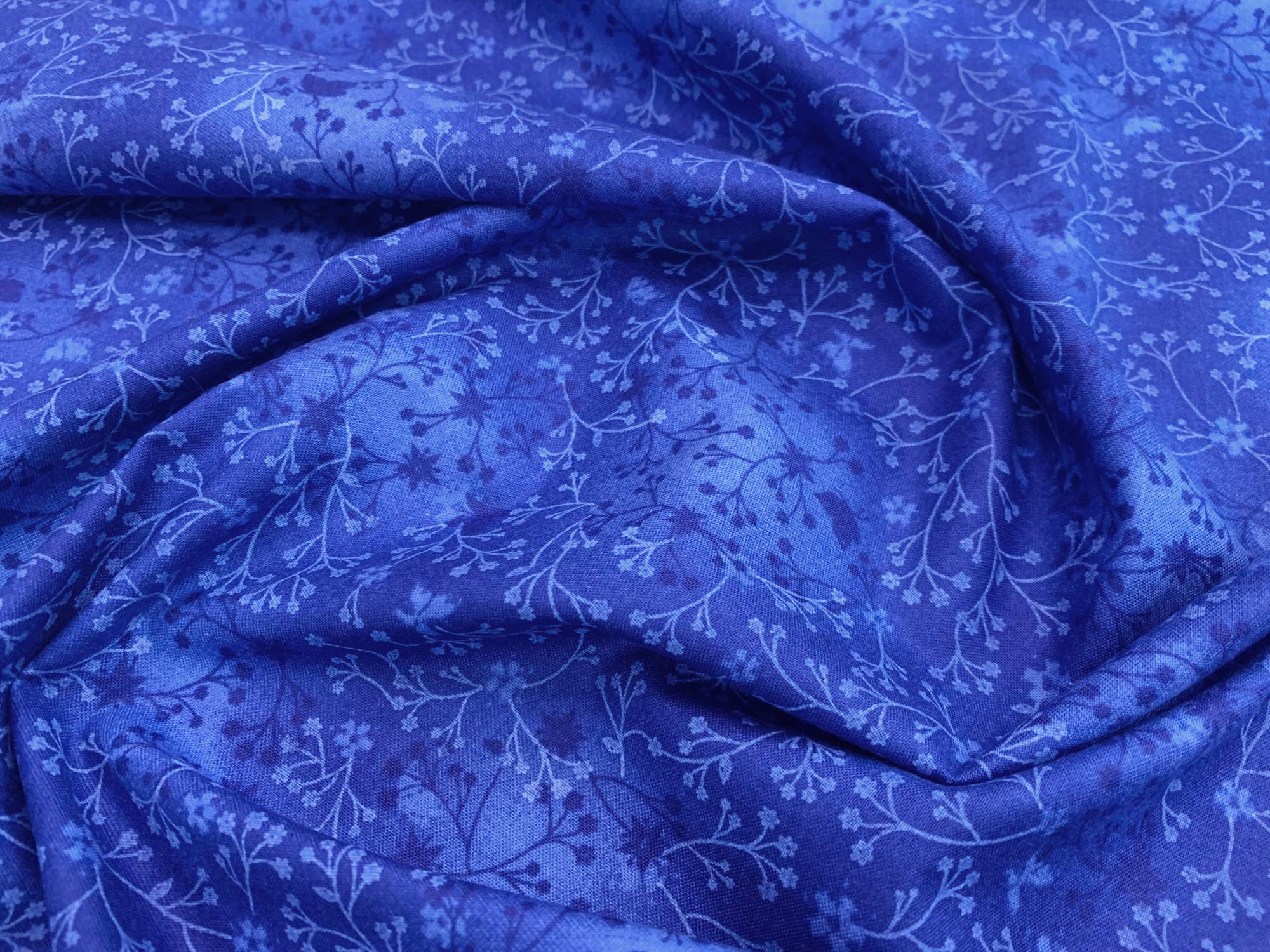 100% Cotton Flutter Fabric - Navy Blue Floral Butterfly Print - Craft Fabric Material by The Metre (JLV0081NAVY)
