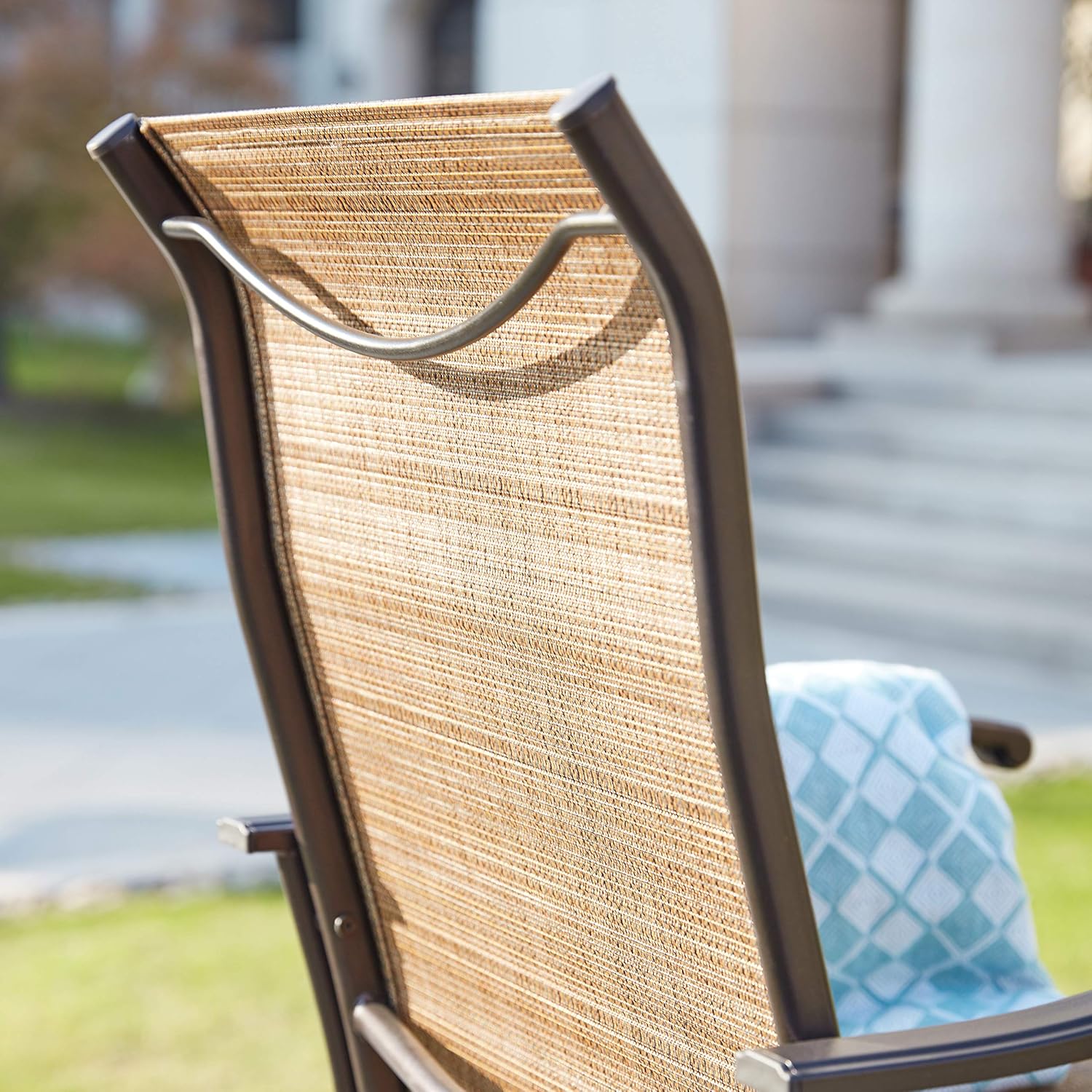 LOKATSE HOME 2 Piece Swivel Bar Stools Outdoor High Patio Chairs Furniture with All Weather Metal Frame: Garden & Outdoor