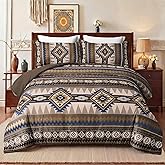Tyrot Dark Brown Queen Comforter Set – 3 Piece Boho Aztec Western Bedding Sets, Soft Lightweight Comforter for All Seasons, Southwestern Style, 1 Comforter & 2 Pillow Shams