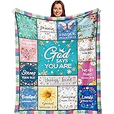 Zolumy Christian Gifts for Women, Religious Blanket with Flowers, Inspirational Birthday Gifts for Women, Gifts for Sister, Friend, Daughter, Mom, Soft Throw Blankets 60x50in
