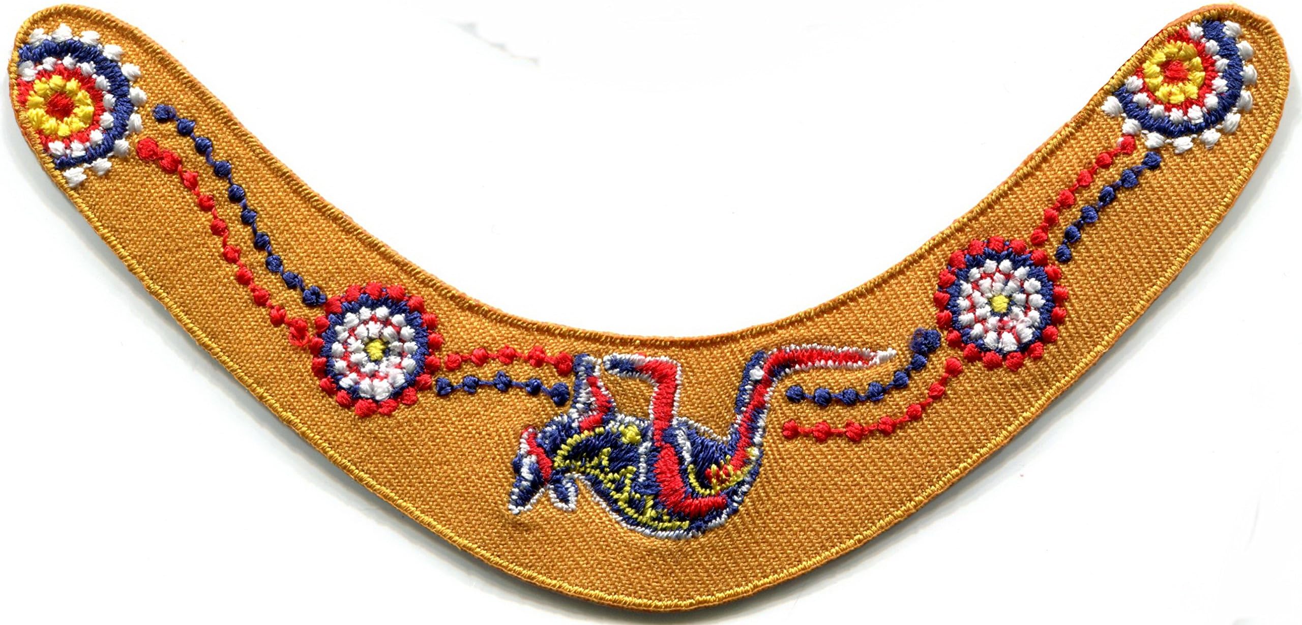 Boomerang Australian Aborigines hunting tool embroidered applique iron-on patch new S-1236