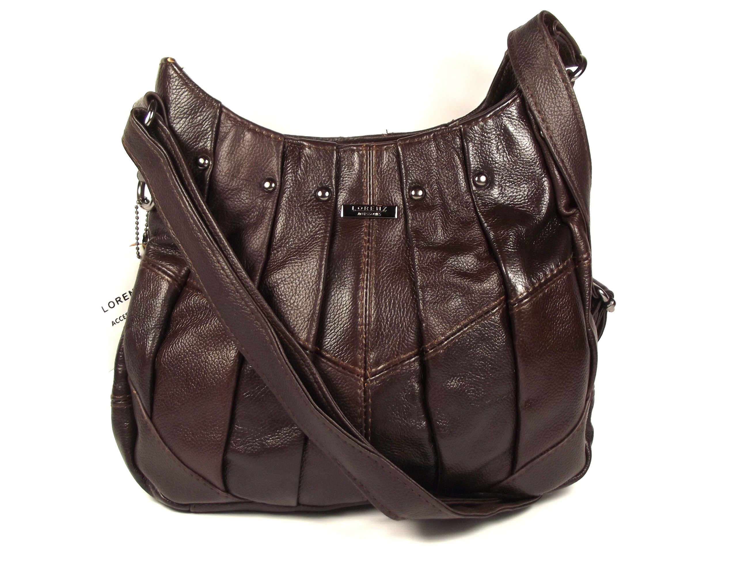 Chocolate Brown Genuine Real Leather Ladies Medium Handbag Long Strap, Cross the Body, Messenger Bag.